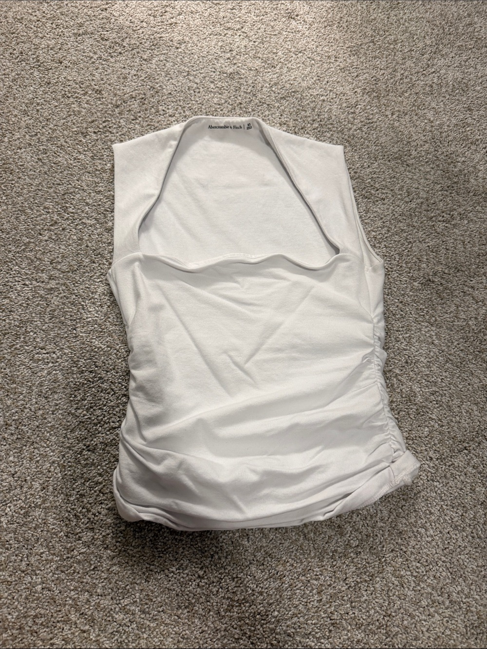 Abercrombie & Fitch White Ruched Sleeveless Tank